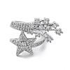 Brass Micro Pave Clear Cubic Zirconia Open Cuff Rings for Women RJEW-S402-06P-2