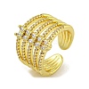 Brass Micro Pave Cubic Zirconia Cuff Rings for Women RJEW-E294-04G-03-1