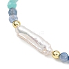 Natural & Synthetic Gemstone & Baroque Pearl Keshi Pearl Beaded Bracelets for Women BJEW-JB13594-5
