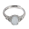 Oval Natural Aquamarine Adjustable Rings RJEW-Q819-01P-06-3