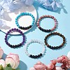 Round Natural Lava Rock & Gemstone Beaded Streth Bracelets BJEW-JB10869-2