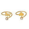 2Pcs 2 Styles Brass Crystal Rhinestone Butterfly Clover Cuff Toe Ring Sets FS-WG20A77-03-5