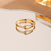 304 Stainless Steel Micro Pave Clear Cubic Zirconia Finger Rings FS-WG74BF6-06-3