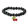 Natural Lava Rock Round Beaded Stretch Bracelet BJEW-JB09804-1