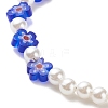 Plastic Imitation Pearl & Millefiori Glass Beaded Bracelet for Women BJEW-JB08432-4