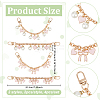 4Pcs 2 Styles Alloy Pink Enamel Bowknot Heart Charms Bag Decorative Chains HJEW-UN00104-3