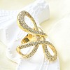 Brass Micro Pave Clear Cubic Zirconia Open Cuff Rings RJEW-F179-02G-4