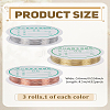 3 Rolls 3 Colors Round Copper Wire KK-LP0004-21A-2