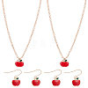 2 Sets Apple Alloy Enamel Dangle Earrings & Pendant Necklace SJEW-LP0001-01-1