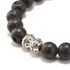 Natural Lava Rock Round Beads Stretch Bracelet BJEW-JB07456-4