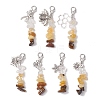 Natural Citrine & Tiger Eye Chips Pendant Decoration HJEW-JM02100-02-1