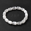 Natural Selenite Column Beaded Stretch Bracelet for Women LS-BJEW-I312-01-1