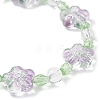 Plum Blossom Flower Glass Beads Stretch Bracelets for Women BJEW-JB12138-03-4