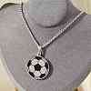 304 Stainless Steel Black Enamel Football Pendant Box Chain Necklaces NJEW-H055-05P-1