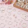 SUPERFINDINGS 220Pcs 6 Style Unfinished Wood Linking Rings WOOD-FH0002-18-5