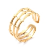 Ion Plating(IP) 304 Stainless Steel Bamboo Shape Open Cuff Ring for Women RJEW-L103-26G-1