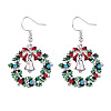 Christmas Wreath & Christmas Bell Alloy Rhinestone Dangle Earrings WG06691-04-3