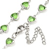 304 Stainless Steel & Glass Heart Link Chain Necklaces NJEW-P315-03P-04-2