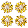 4Pcs Alloy & Glass & Rhinestone Shank Buttons BUTT-FG0001-63A-1