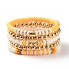 5Pcs 5 Style Polymer Clay Heishi Surfer Stretch Bracelets Set with Synthetic Hematite BJEW-SZ0002-43A-1