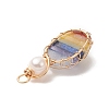 Chakra Natural Mixed Gemstone Copper Wire Wrapped Pendants PALLOY-JF02046-01-3
