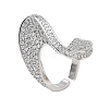 Brass Micro Pave Clear Cubic Zirconia Cuff Open Rings for Women RJEW-L343-15P-4
