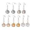 Glass Round with Star Dangle Earrings EJEW-JE05137-1