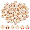   90Pcs 6 Styles Printed Wood European Beads WOOD-PH0002-89-1