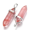 Cherry Quartz Glass Pointed Pendants G-F295-03E-2