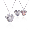 2Pcs 316 Surgical Stainless Steel Heart Photo Locket Pendant Cable Chain Necklaces for Women NJEW-DC0001-15P-1