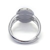 Adjustable Rhodium Plated 925 Sterling Silver Finger Ring Components STER-E061-12P-4