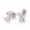 Tarnish Resistant 304 Stainless Steel Puppy Stud Earrings X-EJEW-F227-05P-1