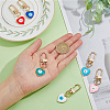 DICOSMETIC 6Pcs 6 Colors Heart with Evil Eye Alloy Enamel Pendant Decoration KEYC-DC0001-27-3