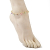 Dyed Natural Freshwater Shell Colorful Rondelle Tassel Brass Paperclip Chain Anklets for Women AJEW-AN00719-2