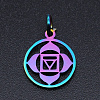 Chakra Theme Ion Plating(IP) 201 Stainless Steel Charms STAS-T054-JN403Q-6-1