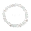 Crackle Glass & Shell Pearl Beaded Stretch Bracelets for Women BJEW-JB12384-03-2