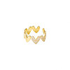 Heart Brass Micro Pave Clear Cubic Zirconia Cuff Rings for Women FS-WG66D21-01-5