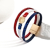 USA Flag Style Red Blue White Imitation Leather Cord Bracelets PW-WGC6737-01-1