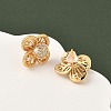 Brass Micro Pave Clear Cubic Zirconia Flower Stud Earrings EJEW-D337-09G-3