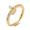 Rack Plating Brass Cubic Zirconia Arabic Letters Adjustable Rings for Women RJEW-S407-10G-10-1
