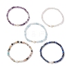 Natural Mixed Gemstone Cube Beads Stretch Bracelets for Women BJEW-JB13179-2