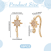 16Pcs Brass Micro Pave Clear Cubic Zirconia Star Earring Hooks KK-UN0005-98-3