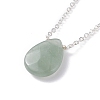 Stone Teardrop Pendants Necklace with Cable Chain for Women NJEW-JN03785-6
