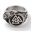 Viking 304 Stainless Steel Valknut Rings RJEW-U005-17B-AS-2