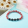 Handmade Evil Eye Lampwork Beaded Stretch Bracelets BJEW-JB06466-6