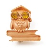 Rhinestone Owl Doctor Brooch Pin JEWB-Q030-02G-1