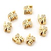 Brass Micro Pave Clear Cubic Zirconia European Beads X-KK-P344-03G-1