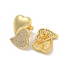 Heart Clear Cubic Zirconia Stud Earrings EJEW-N054-46G-2