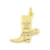 Cowboy Boots Rack Plating Brass Micro Pave Clear Cubic Zirconia Pendants X-KK-Z053-05G-1