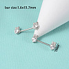 304 Stainless Steel Clear Cubic Zirconia Nipple Rings WG32E94-05-1